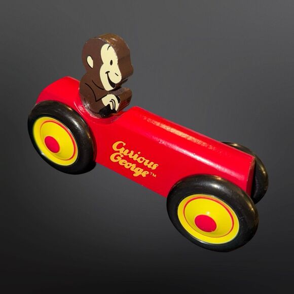 Schylling CURIOUS GEORGE Rowley Red Wooden Car Toy A31 - Picture 4 of 7